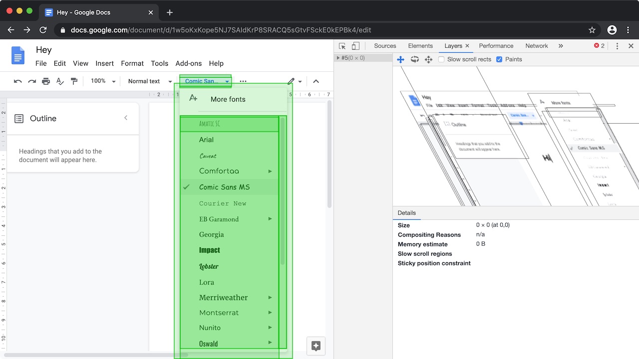 Improving the render performance of the Google Docs website